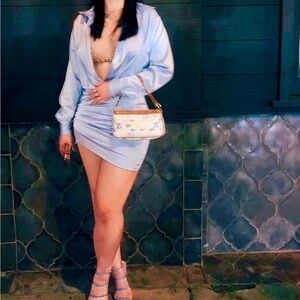 Light Blue Satin Mini Dress
